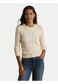 Lauren Ralph Lauren - LAUREN RALPH LAUREN Sweter 200P14039003 Kremowy Regular Fit. Kolor: kremowy. Materiał: bawełna #1