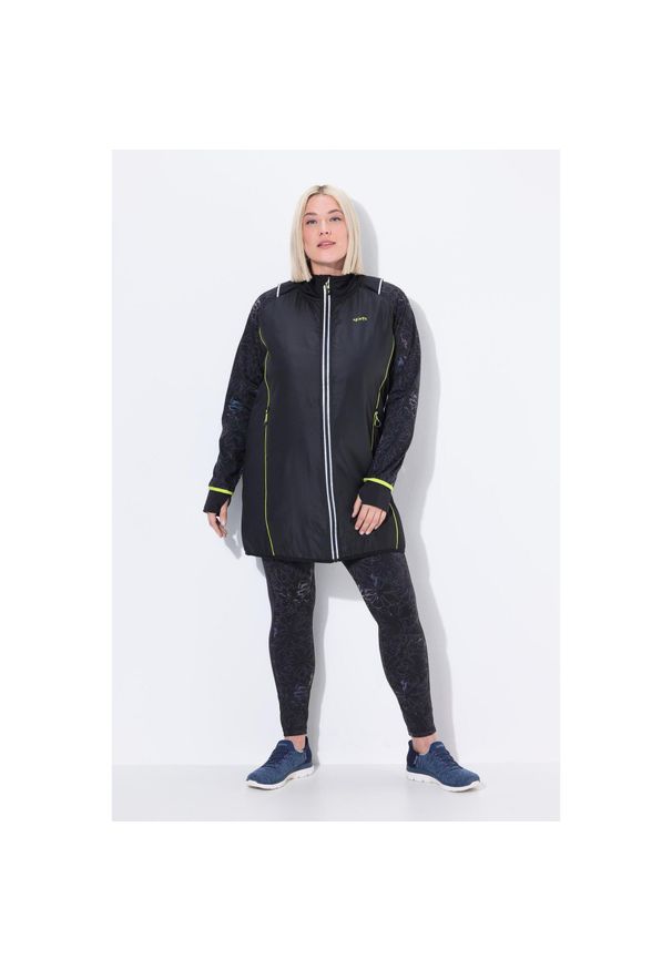 ULLA POPKEN - Damskie Płaszcz funkcyjny 2w1 odpinane rękawy kieszenie na zamek błyskawiczny. Kolekcja: plus size. Kolor: czarny. Materiał: materiał, poliester, elastan