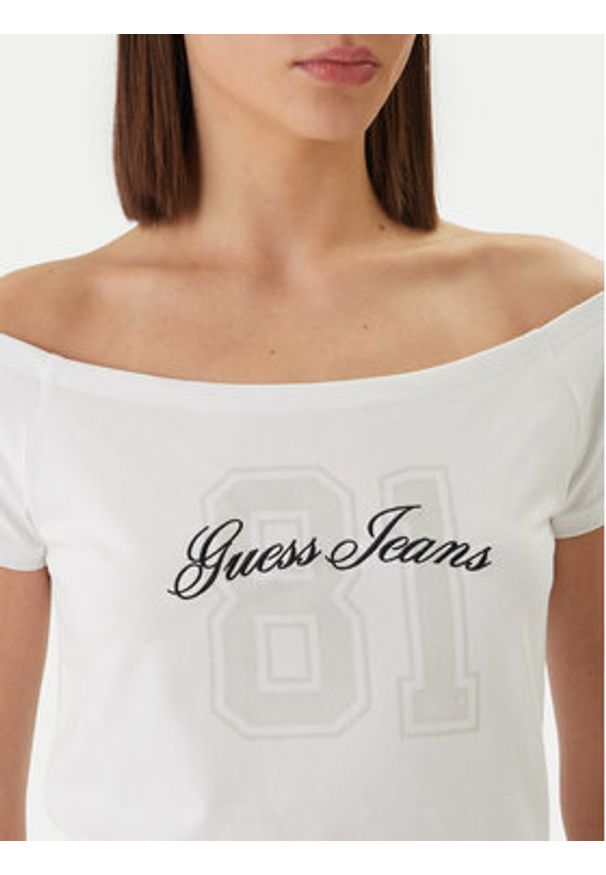 Guess Jeans T-Shirt W6GI07 J1314 Biały Regular Fit. Kolor: biały. Materiał: bawełna