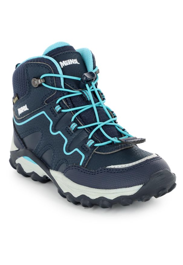Buty trekkingowe dziecięce MEINDL Junior Hiker GTX, z membraną Gore-Tex. Kolor: niebieski. Technologia: Gore-Tex. Sport: turystyka piesza