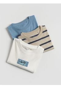Reserved - Bawełniany t-shirt 3 pack - jasnoniebieski. Kolor: niebieski. Materiał: bawełna