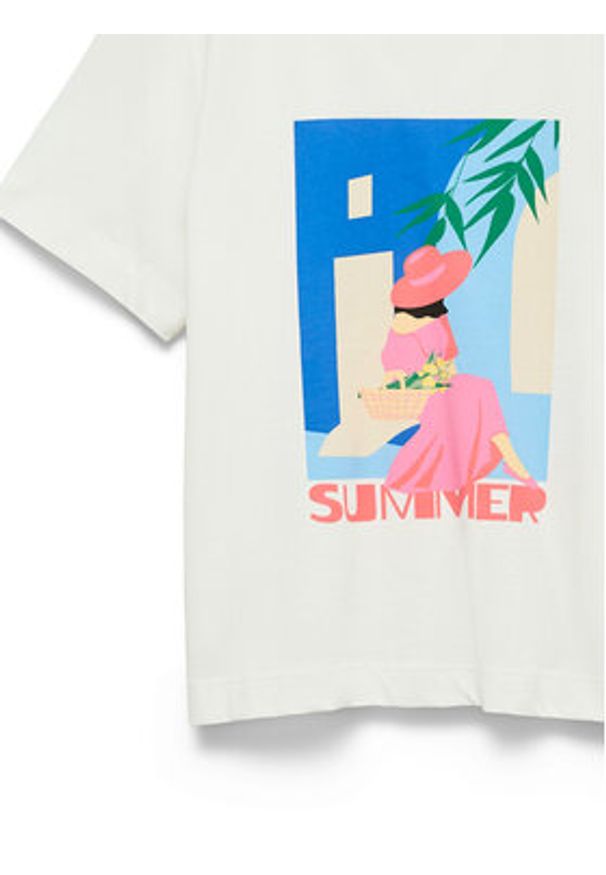 Vero Moda T-Shirt Salli Mette 10344804 Biały Regular Fit. Kolor: biały. Materiał: bawełna