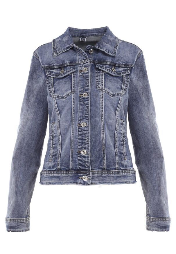 Born2be - Niebieska Kurtka Jeansowa Asoona. Kolekcja: plus size. Kolor: niebieski. Materiał: jeans. Długość rękawa: długi rękaw. Długość: krótkie. Wzór: aplikacja