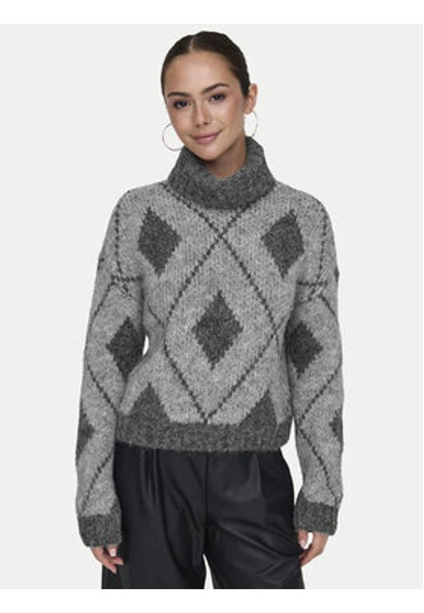 JDY Golf Zoey 15330718 Szary Loose Fit. Typ kołnierza: golf. Kolor: szary. Materiał: syntetyk