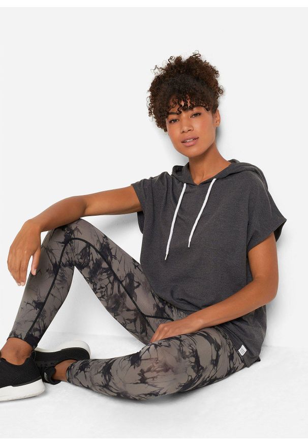 bonprix - Bluza z kapturem oversize. Typ kołnierza: kaptur. Kolor: szary, czarny. Długość rękawa: bez rękawów