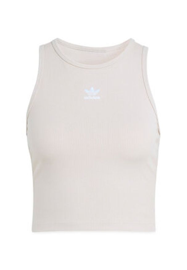 Adidas - adidas Top Essentials KD3822 Beżowy Slim Fit. Kolor: beżowy. Materiał: bawełna