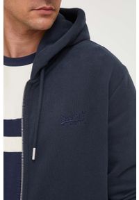 Superdry bluza męska kolor granatowy z kapturem gładka. Typ kołnierza: kaptur. Kolor: niebieski. Materiał: włókno, materiał. Wzór: gładki #5
