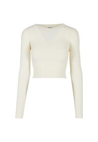 Pullover court dzianina prążkowana z zakręconym tyłem dla kobiet Urban Classics. Kolor: biały. Materiał: prążkowany, dzianina. Długość: krótkie. Sezon: zima #1