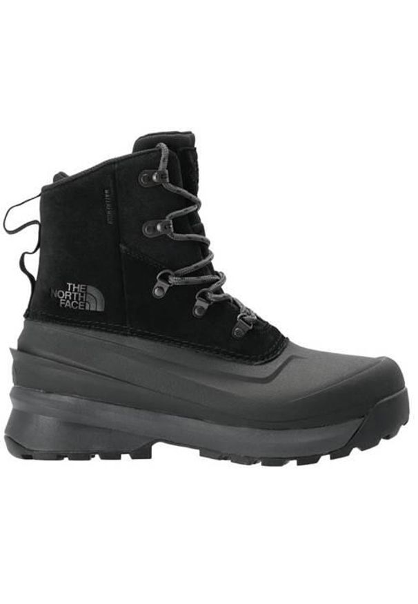 Buty do chodzenia męskie The North Face Chilkat V Lace WP. Wysokość cholewki: za kostkę. Zapięcie: sznurówki. Kolor: czarny. Materiał: materiał, skóra, syntetyk. Szerokość cholewki: normalna. Sport: turystyka piesza