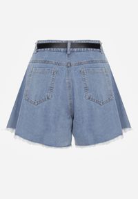 Renee - Granatowe Szorty Jeansowe o Luźnym Kroju z Paskiem z Klamrą Eleda. Okazja: na co dzień. Kolor: niebieski. Materiał: jeans. Sezon: lato, wiosna. Styl: elegancki, casual #2