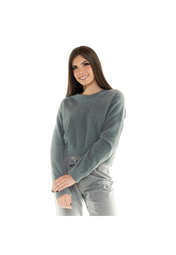 LEONE 1947 APPAREL - Krótki sweterek damski Leone Leisure. Kolor: szary. Materiał: tkanina. Długość: krótkie