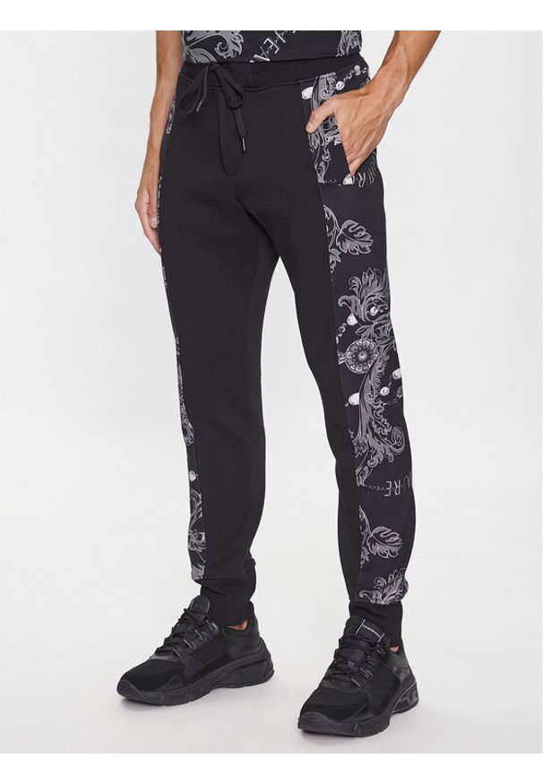 Versace Jeans Couture Spodnie dresowe 75GAA3C0 Czarny Regular Fit. Kolor: czarny. Materiał: bawełna, dresówka