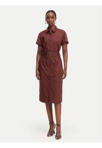 Patrizia Pepe Sukienka koszulowa 2A3067/A9B9-B887 Brązowy ciemny Regular Fit. Kolor: brązowy. Materiał: bawełna. Typ sukienki: koszulowe #1