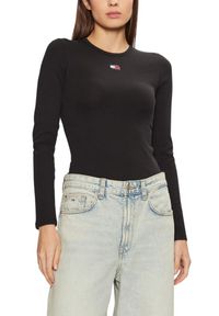 Tommy Jeans - TOMMY JEANS Czarny longsleeve damski, Rozmiar M. Kolor: czarny. Długość rękawa: długi rękaw #5