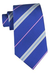 Klasyczny Krawat Klubowy - Alties - Niebieski, Prążek. Kolor: niebieski. Materiał: tkanina. Wzór: prążki. Styl: klasyczny #1