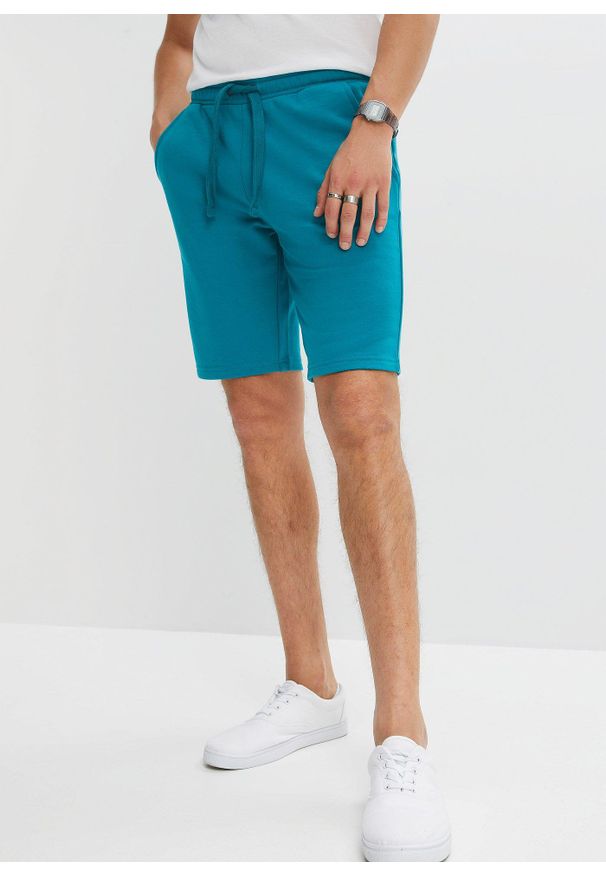 bonprix - Bermudy dresowe. Kolor: niebieski. Materiał: dresówka