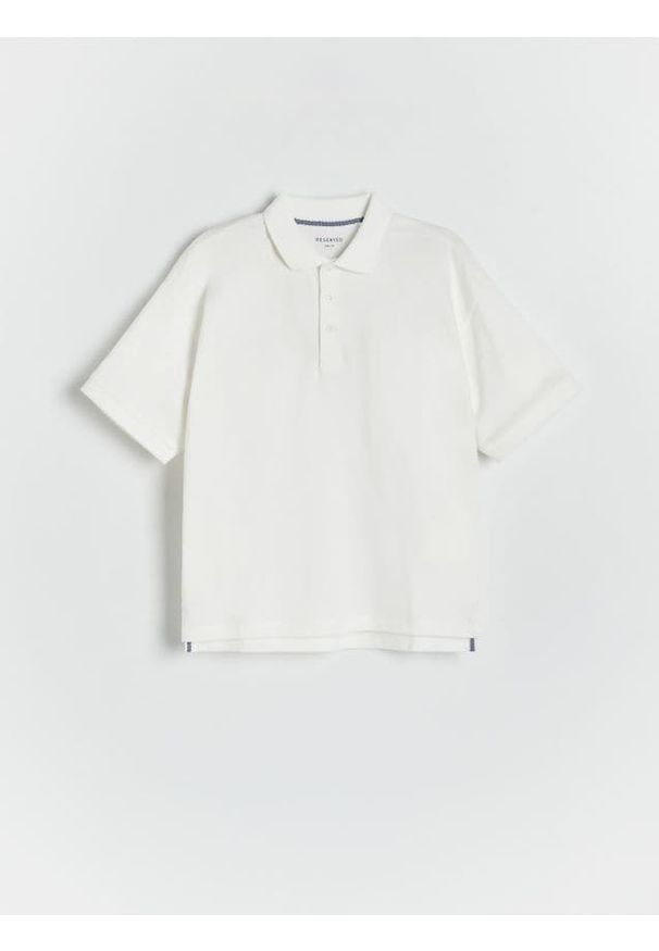 Reserved - T-shirt polo - złamana biel. Typ kołnierza: polo. Materiał: bawełna, dzianina