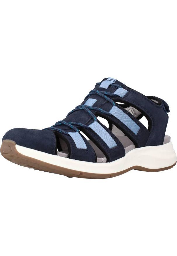 Clarks - Sandały CLARKS SOLAN SAIL COMBI Niebieski. Kolor: niebieski. Materiał: tkanina, skóra. Sezon: lato