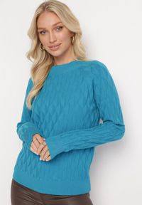 Born2be - Niebieski Klasyczny Sweter z Półgolfem Nordda. Kolor: niebieski. Materiał: bawełna. Styl: klasyczny #3