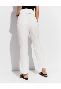Pinko - PINKO - Białe spodnie z wysokim stanem Tarah1. Okazja: na co dzień. Stan: podwyższony. Kolor: biały. Materiał: bawełna, satyna. Styl: casual, wizytowy #2