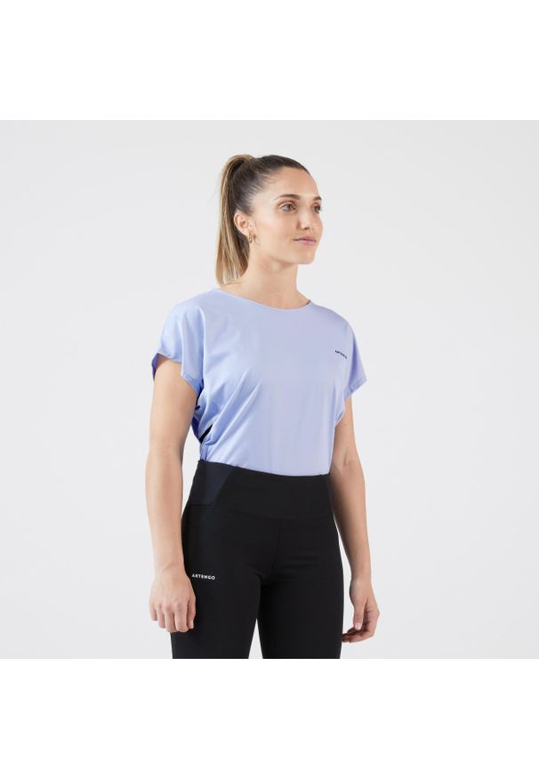 ARTENGO - Koszulka tenisowa z okrągłym dekoltem damska Artengo Soft Dry 500. Kolor: niebieski. Materiał: poliester, materiał, elastan. Sport: tenis