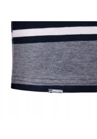 Bawełniana Koszulka Polo w Paski - Pako Jeans - Granat. Okazja: na co dzień. Typ kołnierza: polo. Kolor: niebieski. Materiał: bawełna. Wzór: prążki, paski. Styl: casual #7