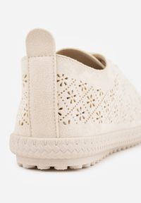 Renee - Beżowe Ażurowe Tenisówki w Stylu Boho Tidira. Okazja: na co dzień. Kolor: beżowy. Wzór: ażurowy. Sezon: wiosna. Styl: boho #5