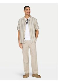 Only & Sons Spodnie materiałowe Sinus 22028267 Beżowy Loose Fit. Kolor: beżowy. Materiał: bawełna #7