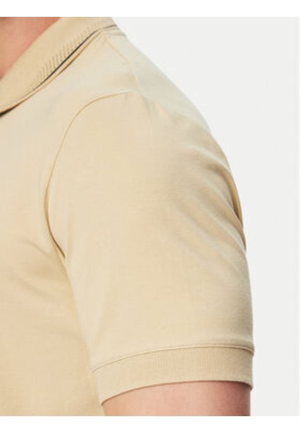 Karl Lagerfeld - KARL LAGERFELD Polo 745021 562221 Beżowy Regular Fit. Typ kołnierza: polo. Kolor: beżowy. Materiał: bawełna