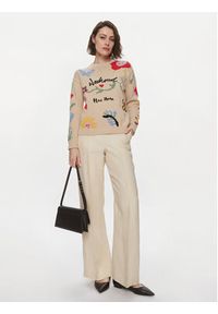 Weekend Max Mara Sweter Zingaro 2415361201 Beżowy Regular Fit. Kolor: beżowy. Materiał: bawełna