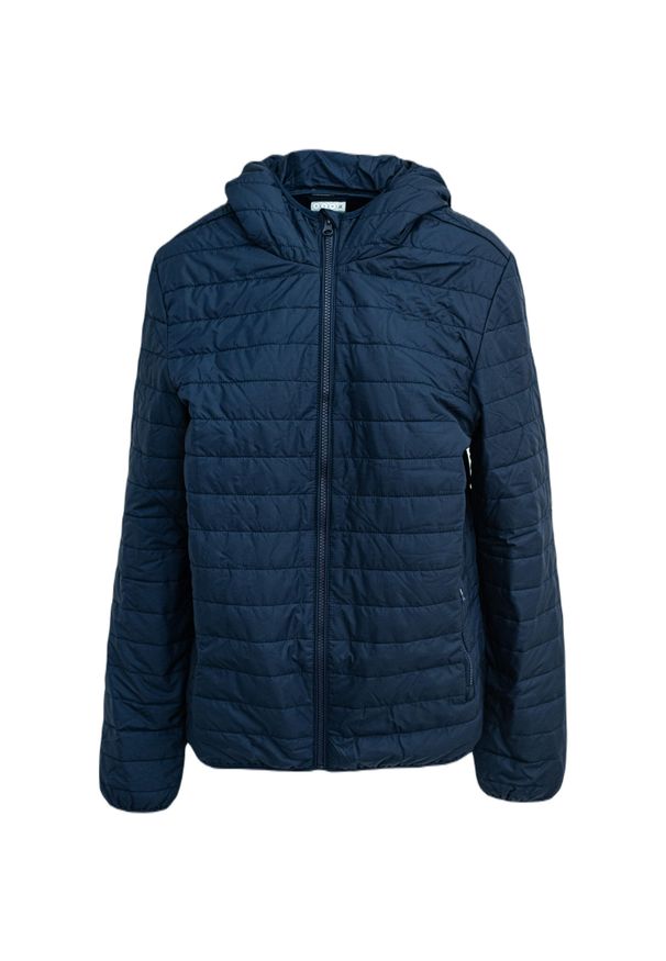 Kurtka męskie Diadora Chromia. Kolor: niebieski. Materiał: puch. Sport: turystyka piesza