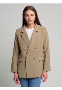 Big-Star - Marynarka damska khaki Nia 303. Okazja: na spotkanie biznesowe, na co dzień. Kolor: zielony. Materiał: jeans, wiskoza. Wzór: ze splotem. Styl: casual, elegancki, biznesowy #1