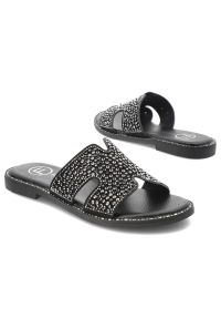 Czarne Klapki Filippo Modne Obuwie Damskie. Okazja: na co dzień. Kolor: czarny. Materiał: materiał. Wzór: aplikacja. Obcas: na płaskiej podeszwie. Styl: elegancki, casual #7