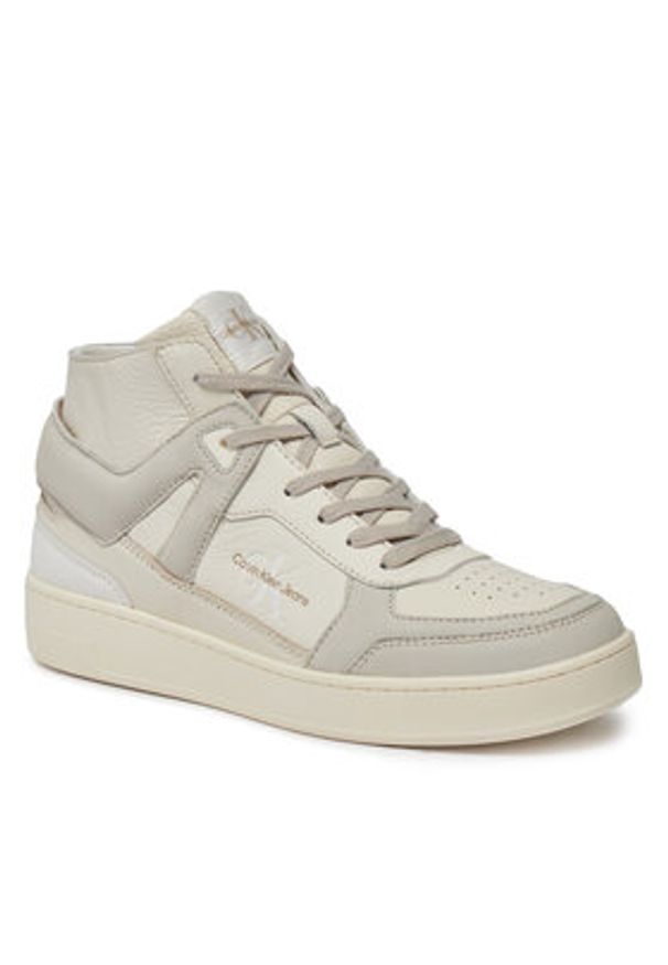 Calvin Klein Jeans Sneakersy Basket Cupsole Mid Lth Ml Fad YM0YM00883 Beżowy. Kolor: beżowy. Materiał: skóra