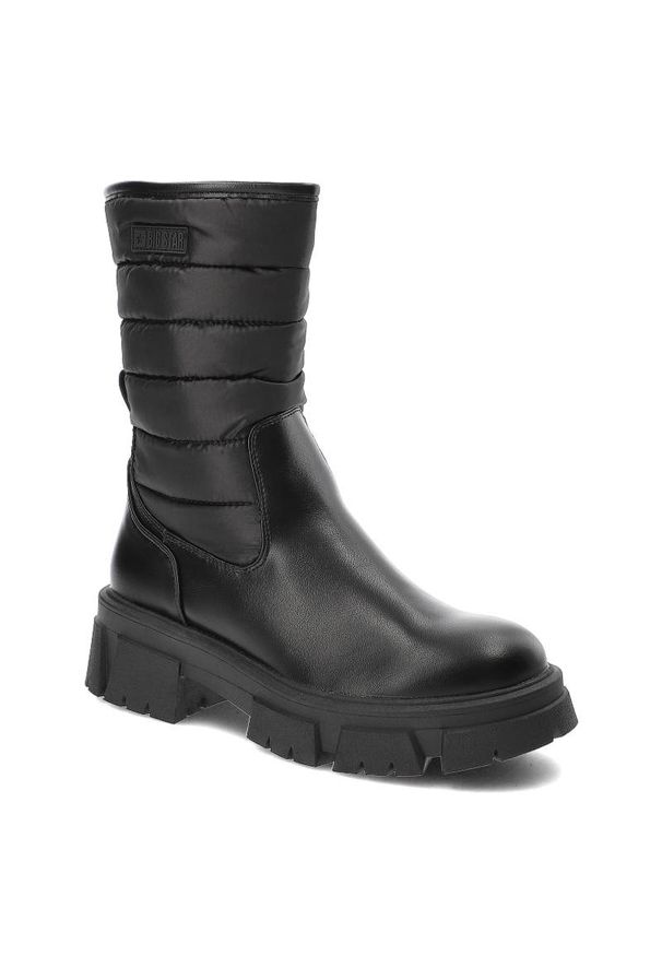 Big-Star - Czarne Kozaki Big Star Modne Wygodne Buty Damskie. Kolor: czarny. Materiał: materiał, skóra ekologiczna. Szerokość cholewki: normalna. Sezon: zima. Styl: klasyczny