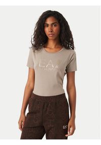 EA7 Emporio Armani T-Shirt 7W001443 AF10373 U6100 Beżowy Slim Fit. Kolor: beżowy. Materiał: bawełna #5