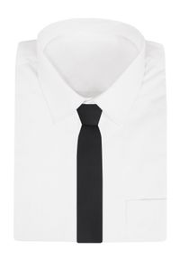 Krawat Męski - Angelo di Monti - Czarny, Jednokolorowy. Kolor: czarny. Materiał: tkanina. Styl: elegancki, wizytowy