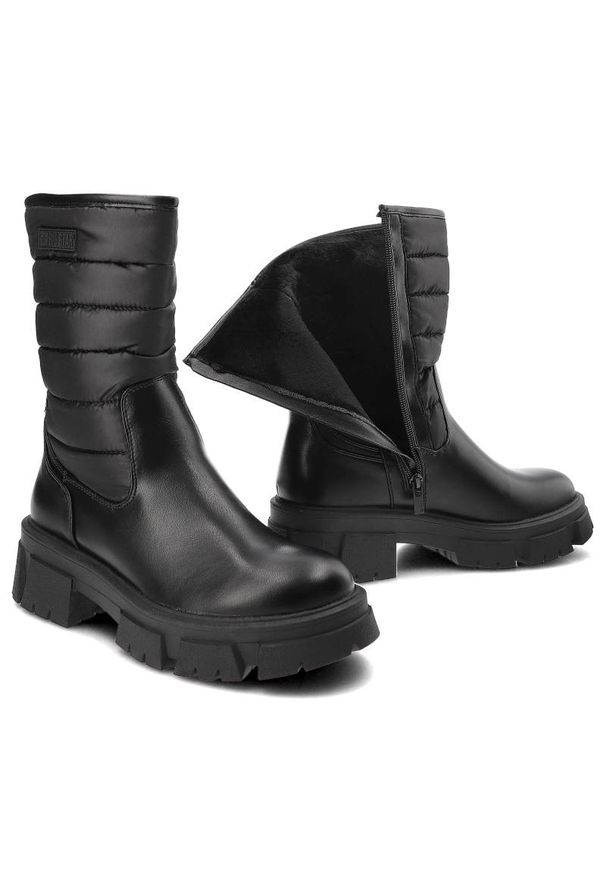 Big-Star - Czarne Kozaki Big Star Modne Wygodne Buty Damskie. Kolor: czarny. Materiał: materiał, skóra ekologiczna. Szerokość cholewki: normalna. Sezon: zima. Styl: klasyczny