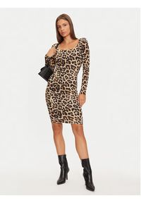 Marciano Guess Sukienka codzienna 4BGK12 6264A Brązowy Slim Fit. Okazja: na co dzień. Kolor: brązowy. Materiał: wiskoza. Typ sukienki: proste. Styl: casual