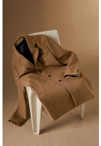 Mango Man płaszcz wełniany Hake kolor brązowy przejściowy. Okazja: na co dzień. Kolor: brązowy. Materiał: wełna. Styl: casual, klasyczny #7