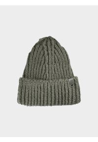 4f - Czapka beanie damska - zielona. Kolor: zielony. Materiał: syntetyk, dzianina, materiał. Sezon: zima. Styl: sportowy, klasyczny