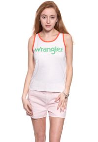 Wrangler - WRANGLER T SHIRT DAMSKI RETRO KABEL TANK ROSEWATER W730SEVLF. Długość rękawa: na ramiączkach. Wzór: nadruk. Styl: retro #3