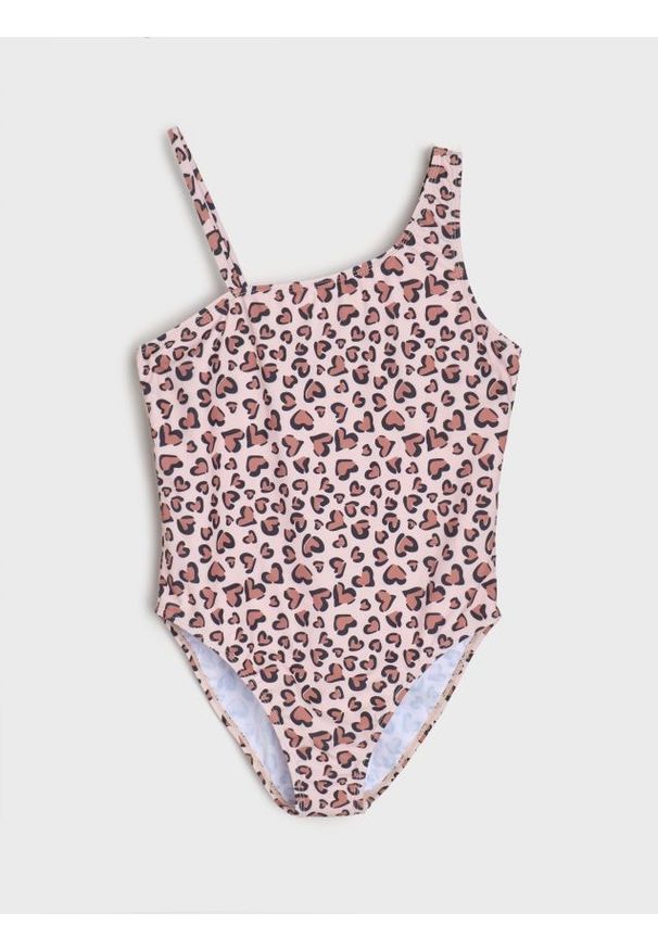 Sinsay - Asymetryczny strój kąpielowy w panterkę - wielobarwny. Wzór: motyw zwierzęcy