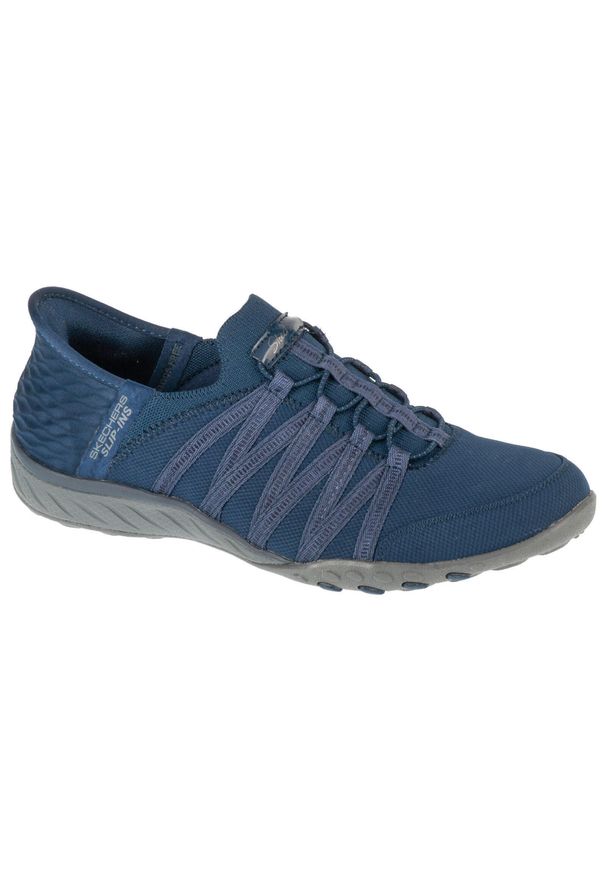 skechers - Buty sportowe Sneakersy damskie, Slip-ins: Breathe Easy - Roll With Me. Kolor: niebieski. Sport: turystyka piesza