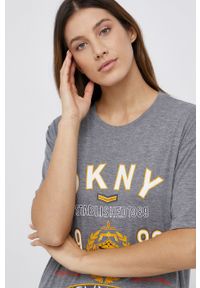 DKNY - Dkny Koszulka nocna damska kolor szary. Kolor: szary. Materiał: dzianina. Wzór: nadruk #4