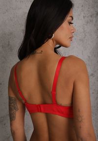 Renee - Czerwony Koronkowy Biustonosz z Metaliczną Aplikacją Dorzedi. Kolor: czerwony. Materiał: koronka. Rodzaj stanika: przezroczysty. Wzór: aplikacja #6