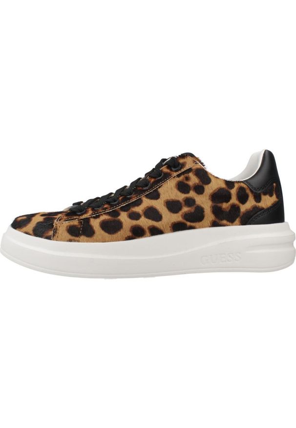 Guess - Kapcie GUESS FLTEL8 LEA12 Nadruk zwierzęcy. Kolor: wielokolorowy. Materiał: syntetyk, tkanina, skóra. Wzór: motyw zwierzęcy, nadruk. Styl: sportowy
