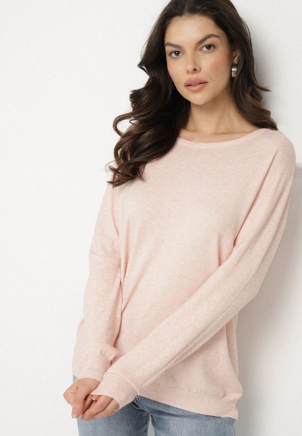 Born2be - Jasnoróżowy Sweter z Kaszmirem i Ściągaczami Sanaliene. Okazja: na co dzień. Kolor: różowy. Materiał: kaszmir. Styl: elegancki, casual