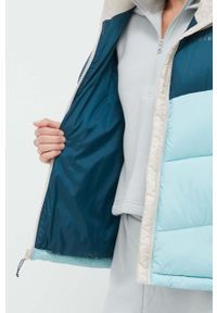 columbia - Columbia kurtka Puffect Color Block Jkt damska kolor turkusowy zimowa 1955101. Kolor: turkusowy. Materiał: tkanina, syntetyk, materiał, puch. Wzór: ze splotem. Sezon: zima #2