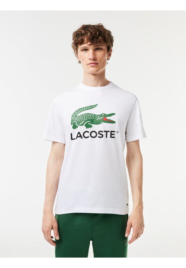 Lacoste T-Shirt TH1285 Biały Regular Fit. Kolor: biały. Materiał: bawełna